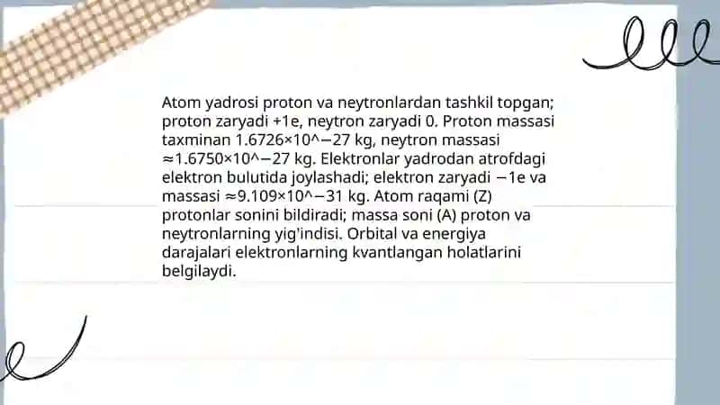 Atom va uning tuzilishi.kvant sonlar 3