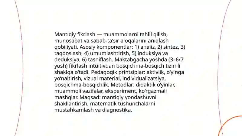Maktabgacha yoshdagi bolalarni matematik rivojlantirish jarayonida mantiqiy fikrlashni loyihalash 3