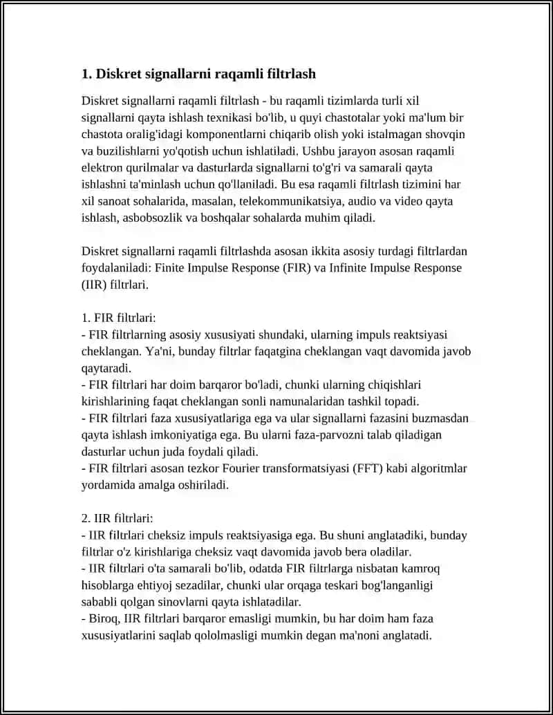 Diskret signallarni raqamli filtrlash 3