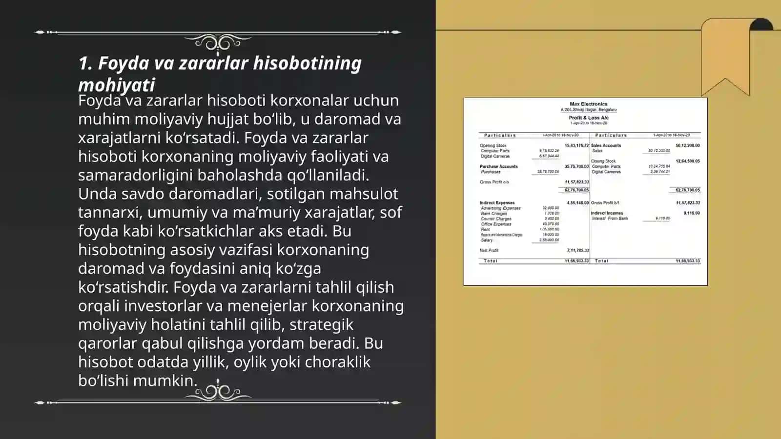 Foyda va zararlar hisoboti 3