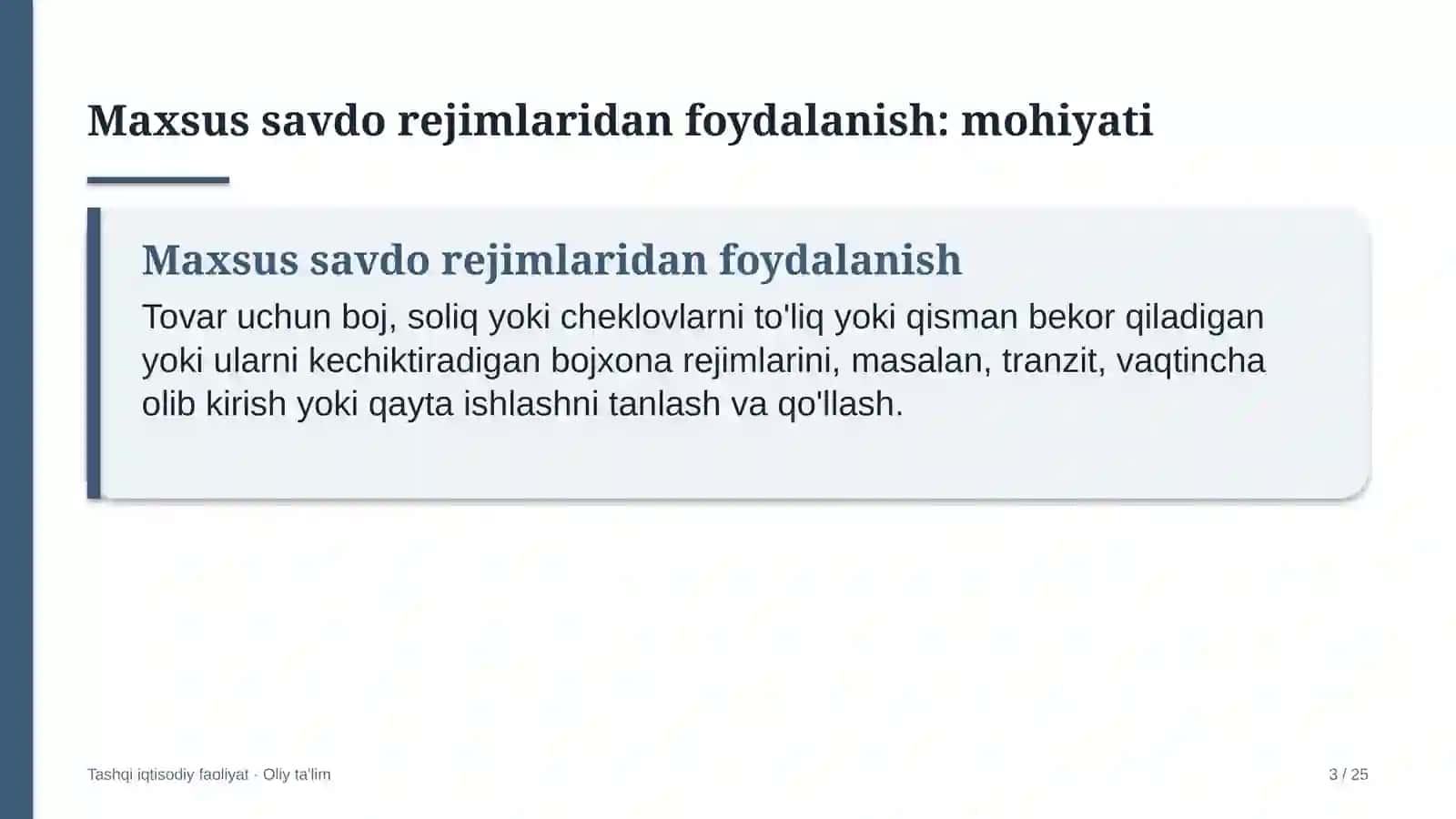 Maxsus savdo rejimlaridan foydalanish: mohiyati 3