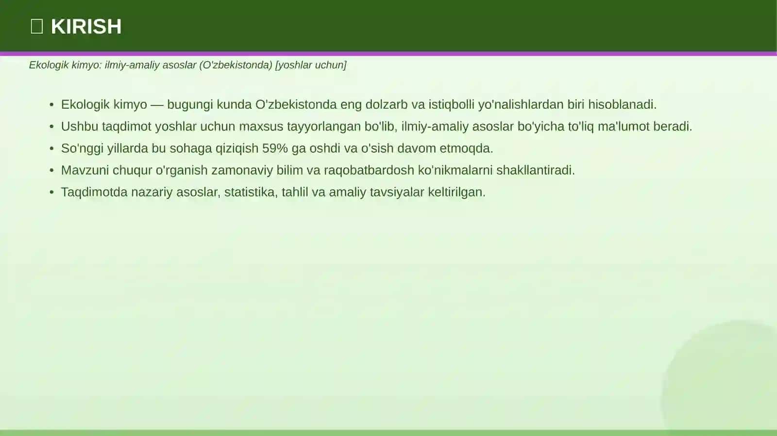 Ekologik kimyo: ilmiy-amaliy asoslar (O'zbekistonda) [yoshlar uchun] 3