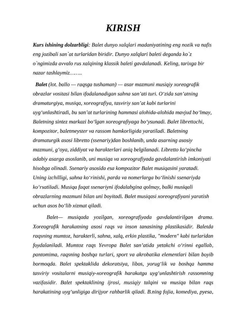 RUS KLASSIK BALETI KURS ISHI 3