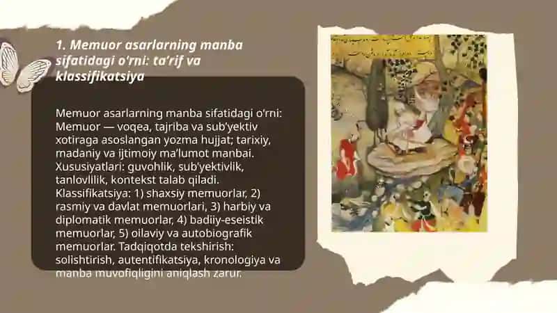 Memuor asarlarning manba sifatidagi oʻrni 3