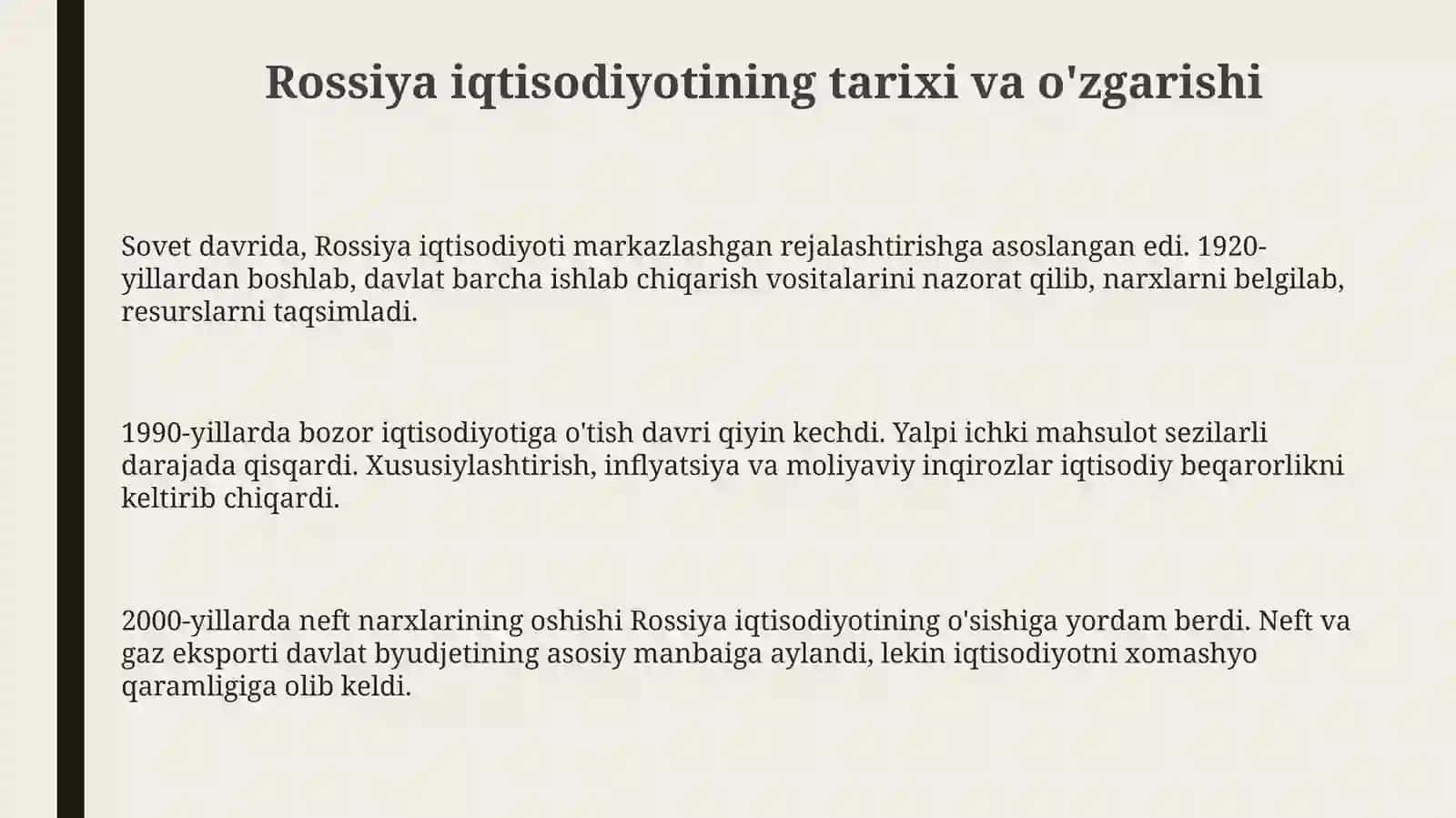 Rossiya iqtisodiyotining tarixi va hozirgi holati 3