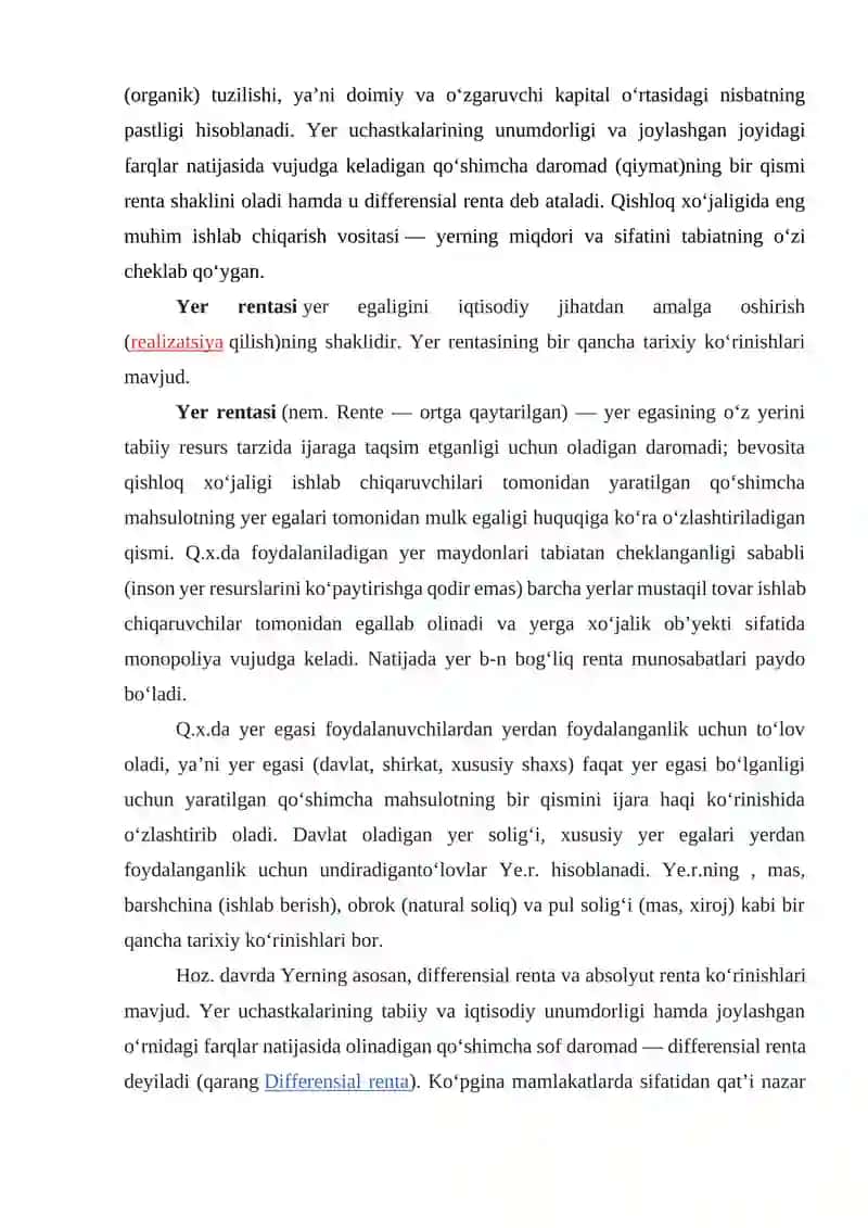 Yer rentasining mazmuni va turlari 3
