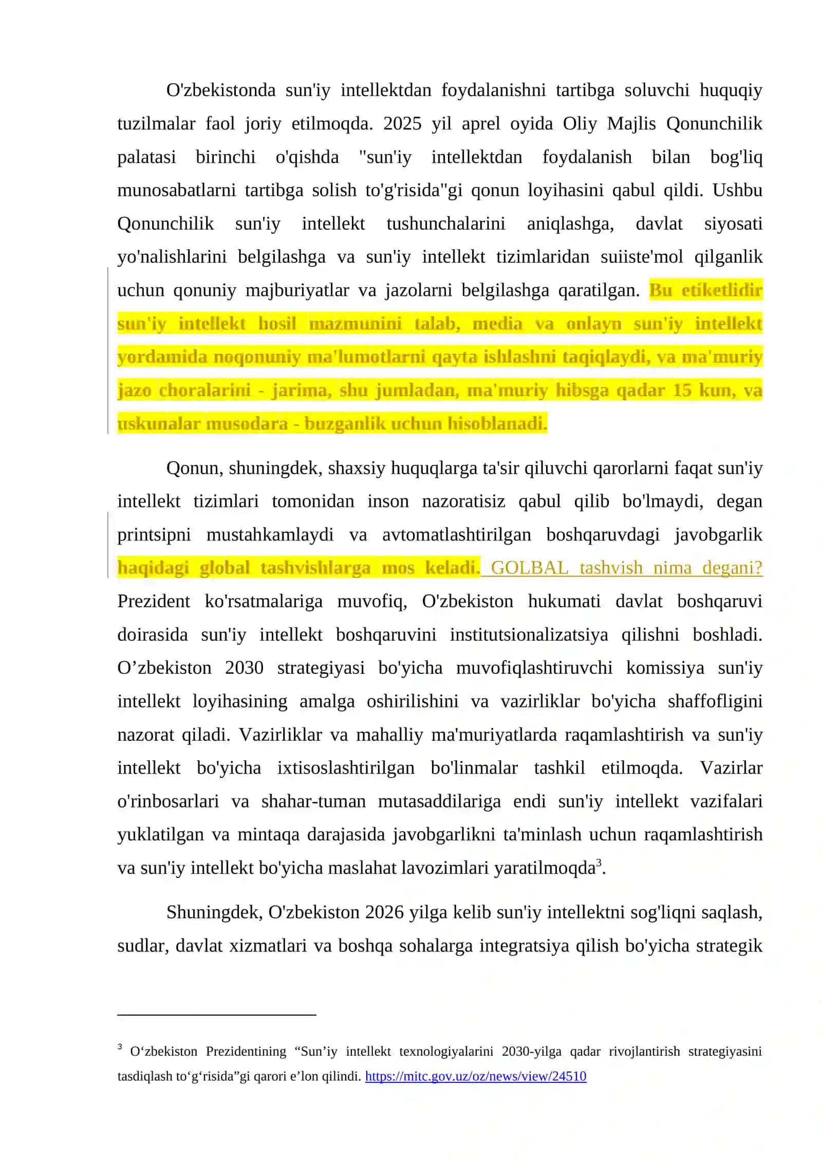 DАVLАT BОSHQАRUVIDА SUN'IY INTELLEKTDАN FОYDАLАNISHNING HUQUQIY VА MА'MURIY JIHАTLАRI 3