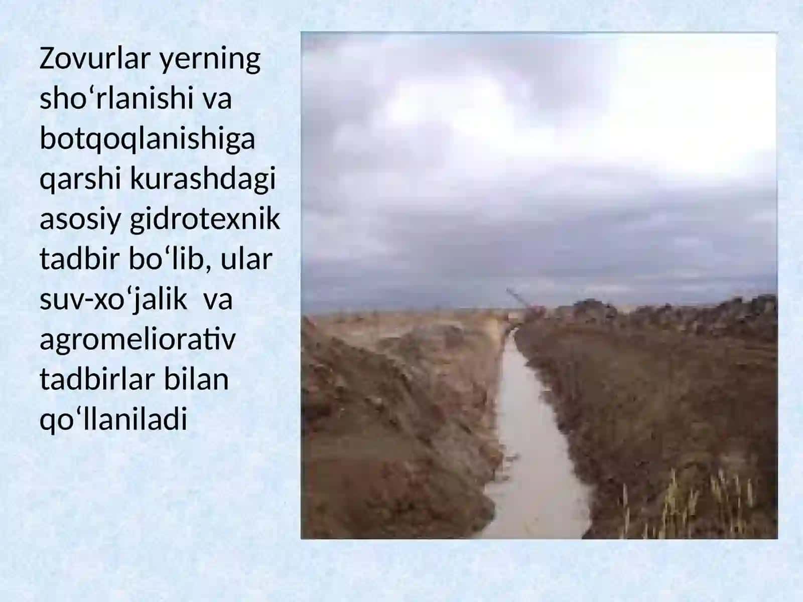 Sho’ryuvishda Agromeliorativ tadbirlar. Zovurlarni roli va ahamiyati 3