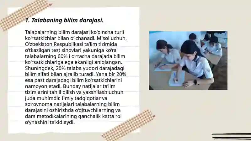 Xalqaro Baholash Fanidan Ta'lim Sifatini Baholash Mezonlar 3