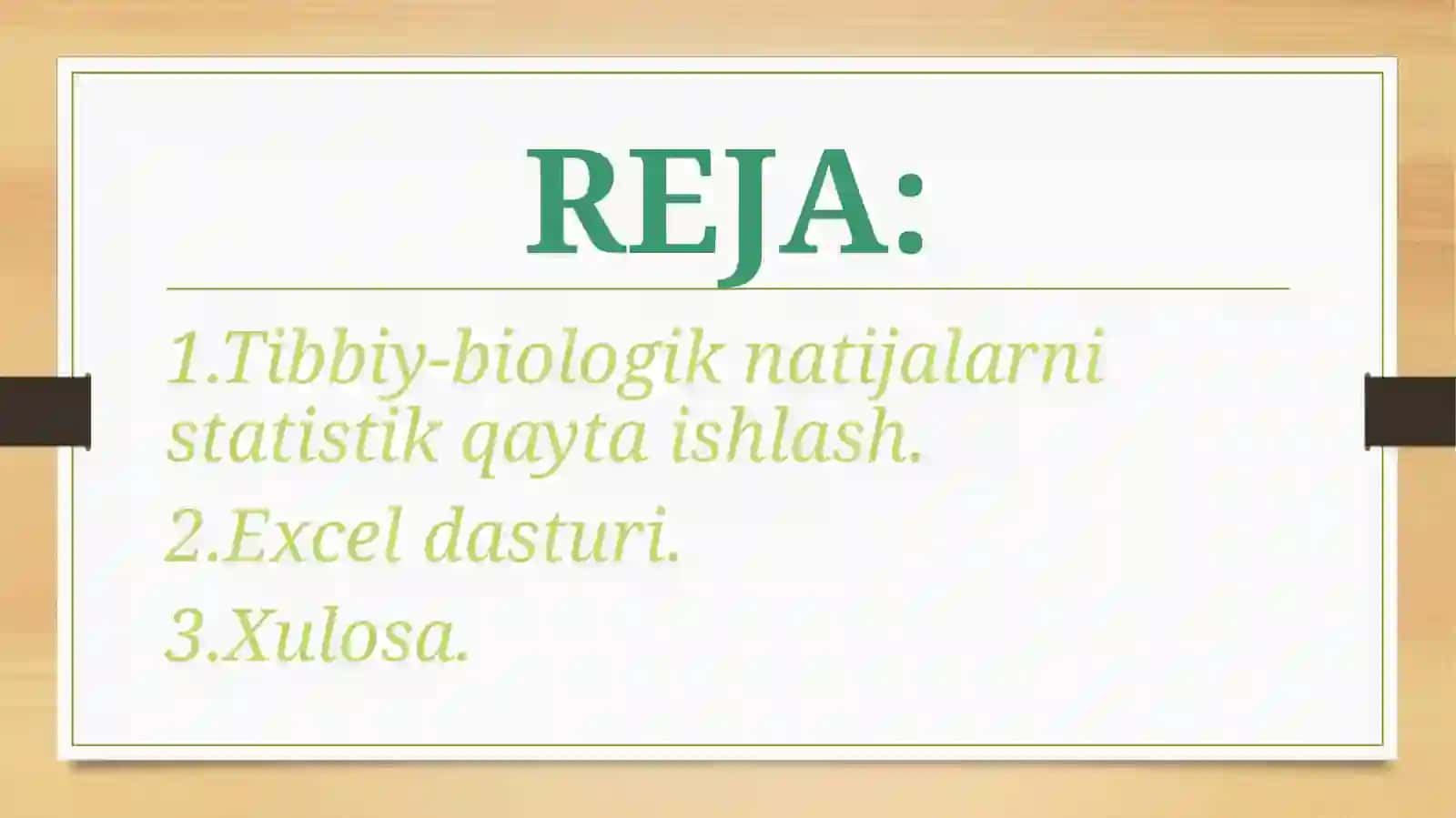 Tibbiy-Biologik natijalarni statistik qayta ishlash 3