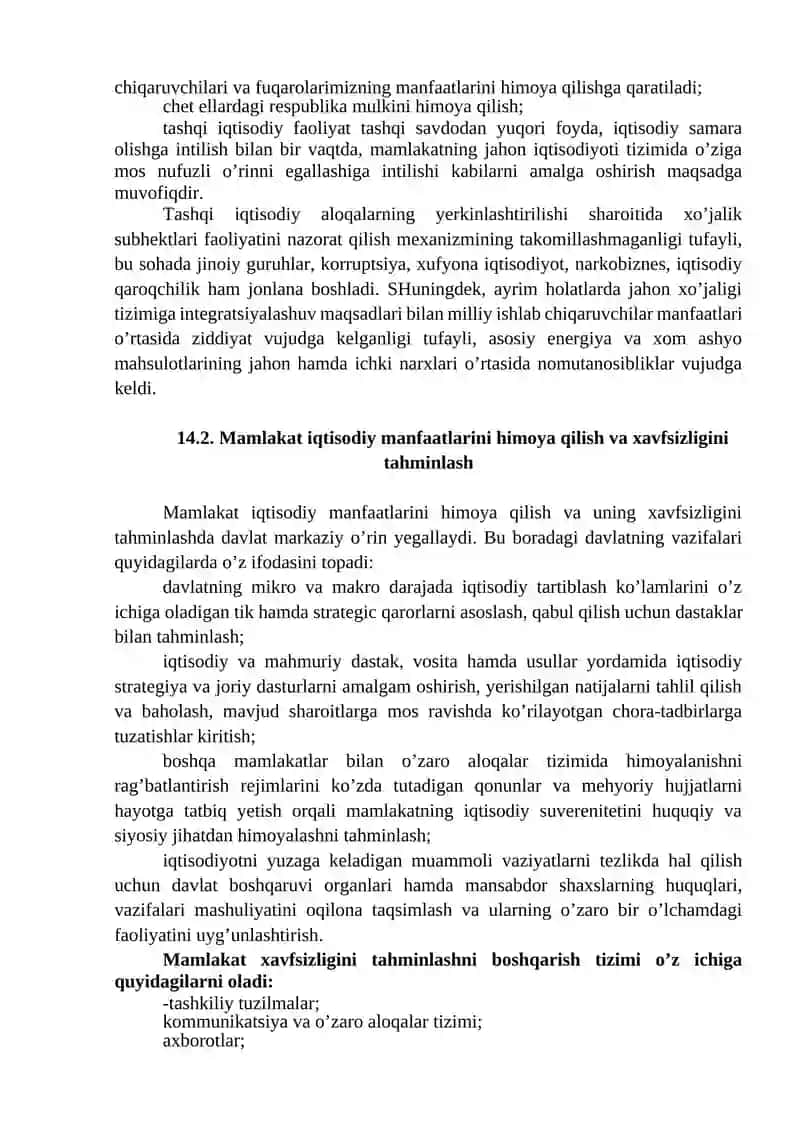 MAMLAKATNING IQTISODIY XAVFSIZLIGINI TAHMINLASH 3