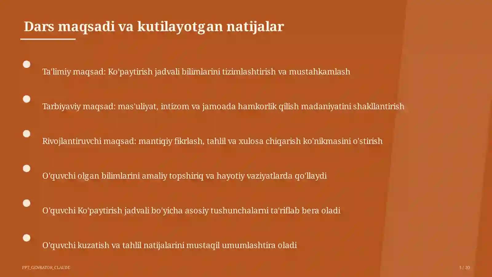 Ko'paytirish jadvali (2-sinf) 3