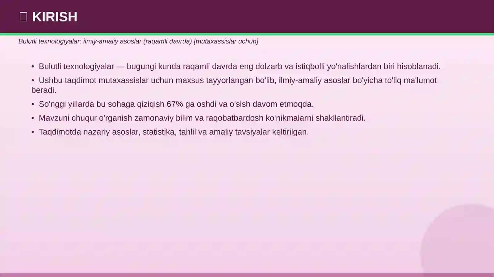 Bulutli texnologiyalar: ilmiy-amaliy asoslar 3