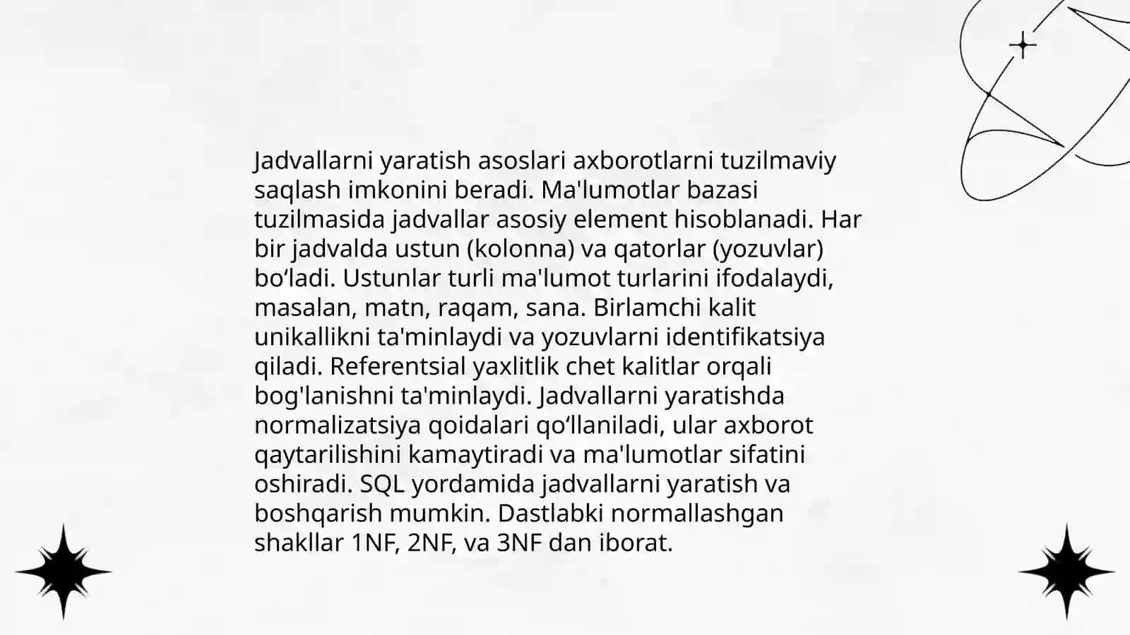 Jadvallarni yaratish asoslari 3