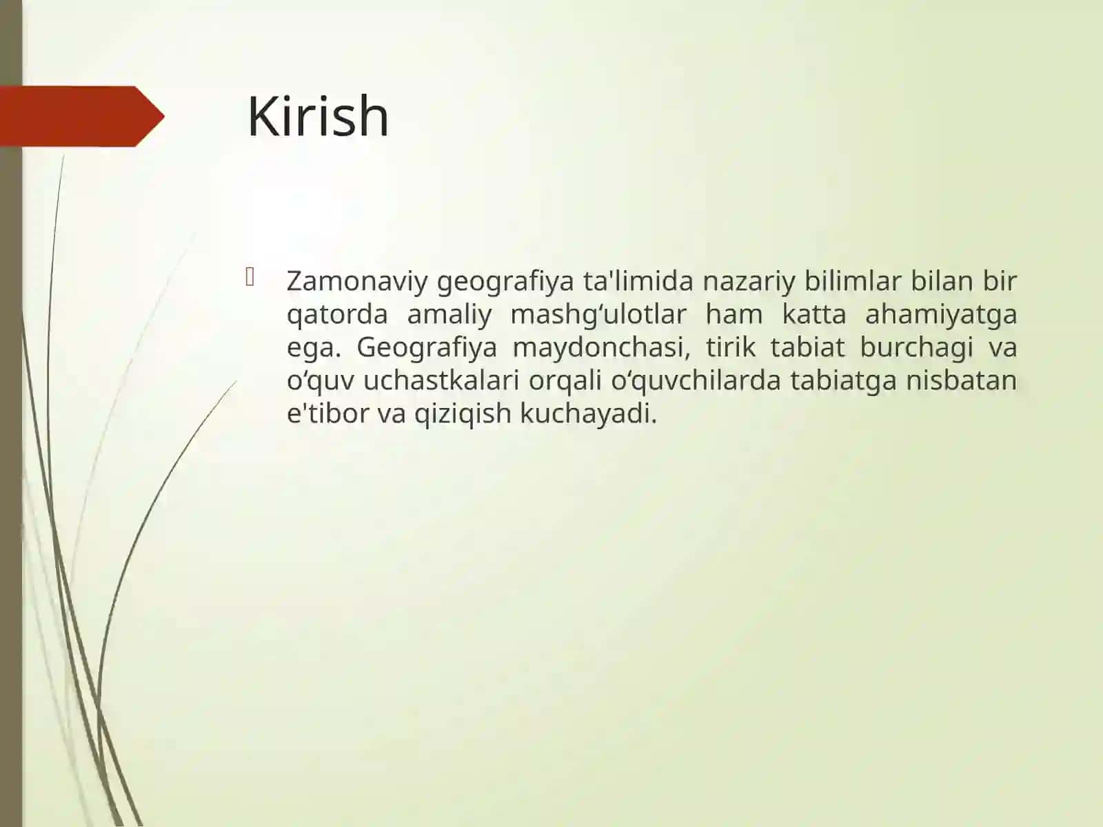 Geografiya maydonchasi, tirik tabiat burchagi, o‘quv tajriba uchastkasida darslarni o‘tkazish metodikasi. Kuzatish va tajribalarni tashkil etish usullarini o‘rganish 3