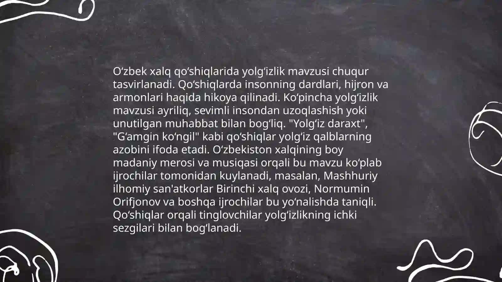 Yolg‘izlik mavzusi O‘zbek xalq qo‘shiqlarida 3