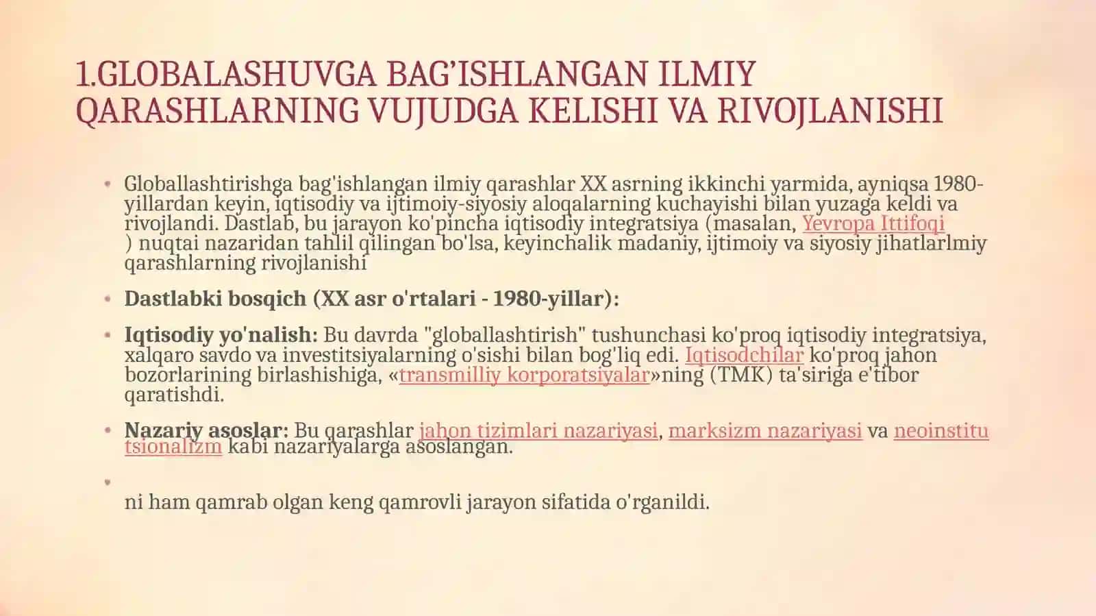 FDU SIRTQI BO’LIM IQTISODIYOT YO’NALISHI 21.36 GURUH TALABASI QODIROVA GULHAYONING JAHON IQTISODIYOTI VA XALQARO MUNOSABATLARI FANIDAN TAG’TIMOTI 3
