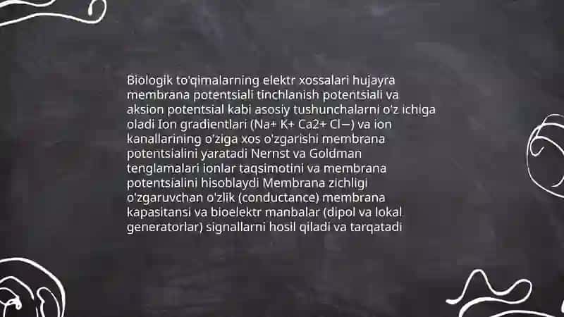 biologik to'qimalarning elektr xossalari.Organizm biopotensiallari va qayd etish usullari. Elektrogrammalar. Elektrokardiografiya. Eyntxoven nazariyasi. Kardiomonitoring 3