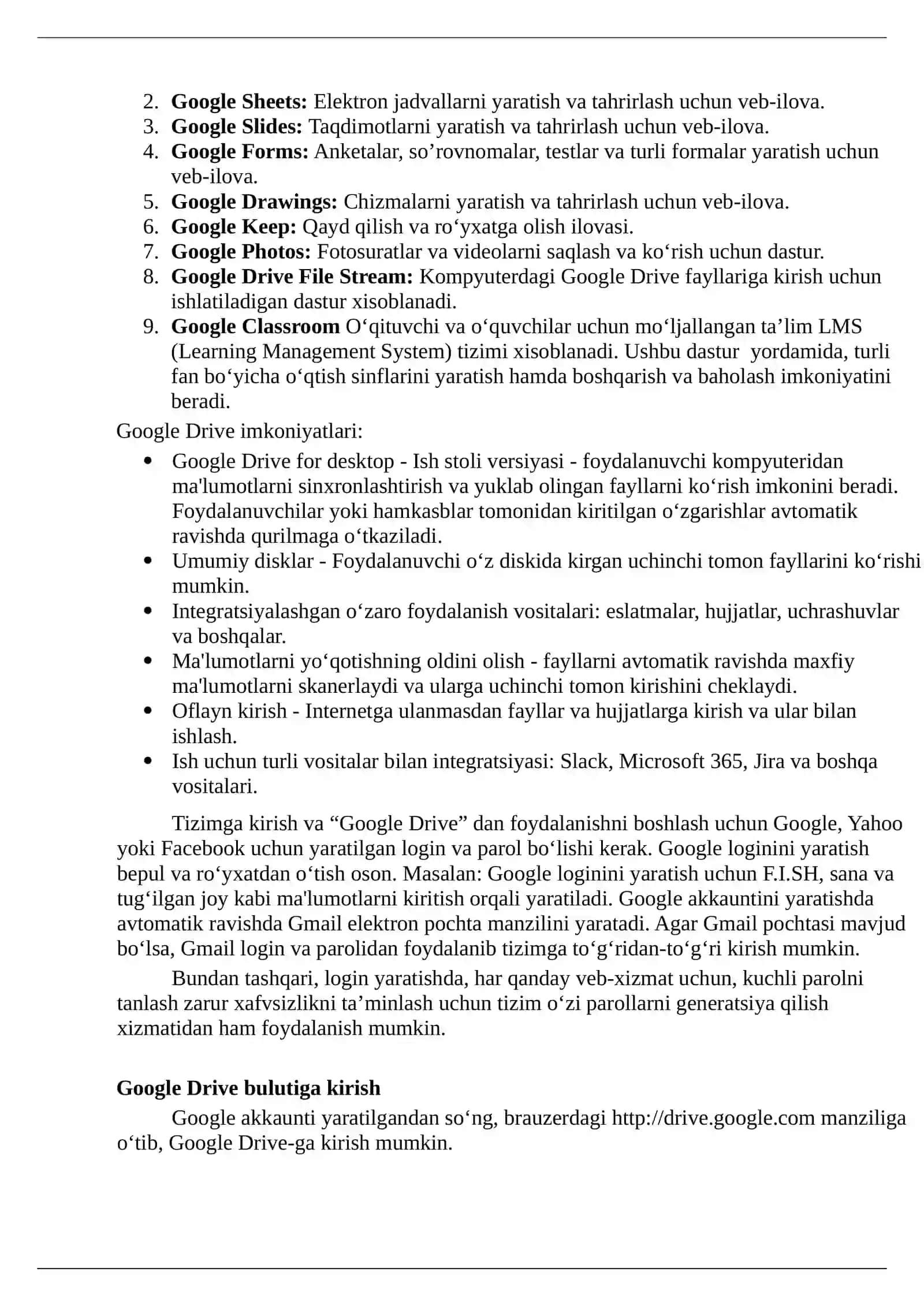 GoogleDrive Bulut tizimida ishlash 3