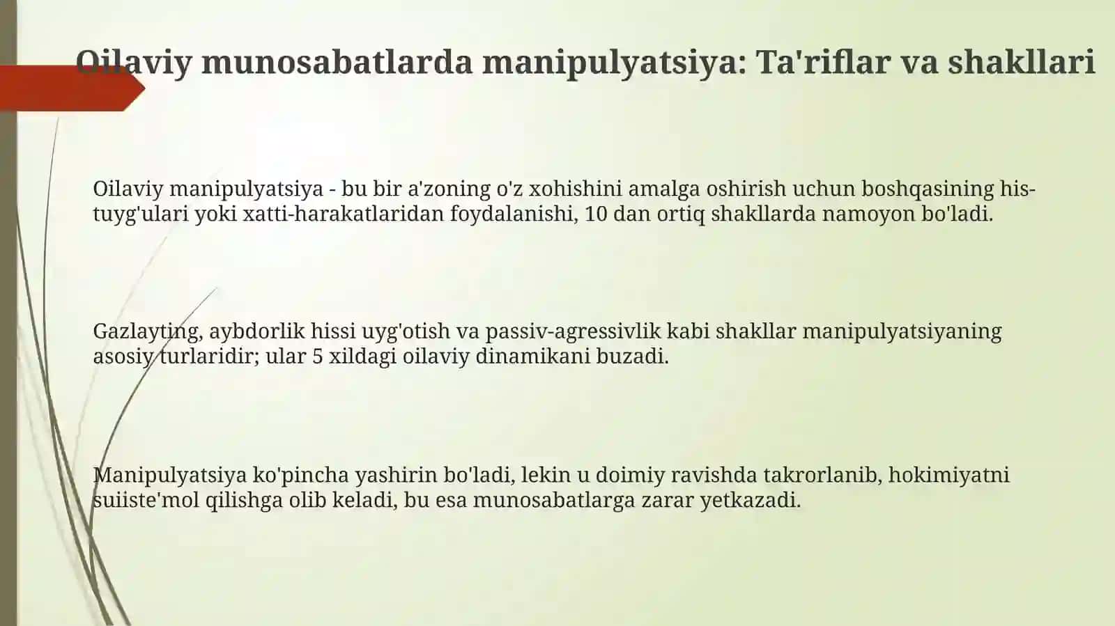 Oilaviy munosabatlarda manipulyatsiya 3