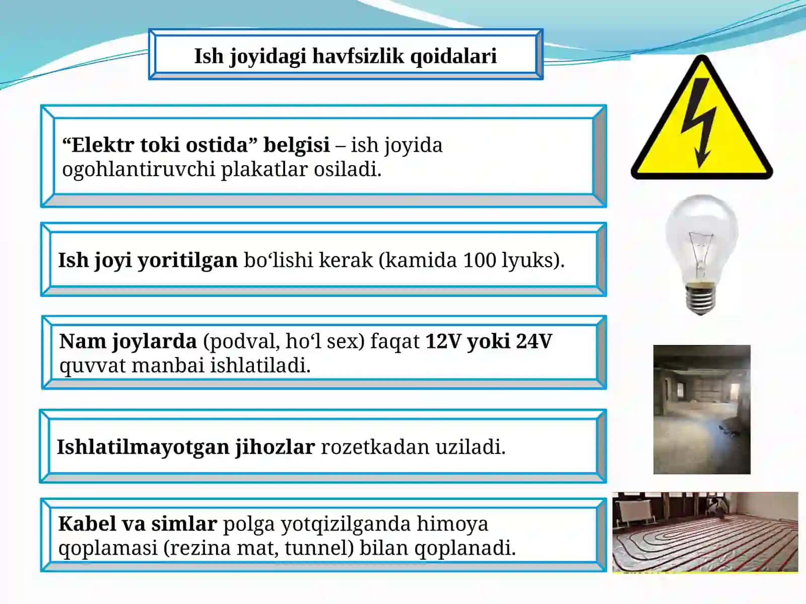 Elektr bilan ishlovchi havfsizlik choralari 3