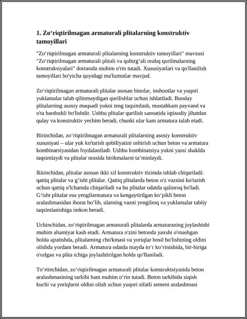 Zo‘riqtirilmagan armaturali plitalarning konstruktiv tamoyillari 3