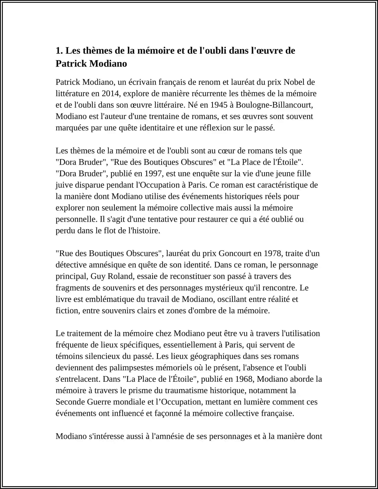 PATRICK MODIANO ET SON OEUVRE 3