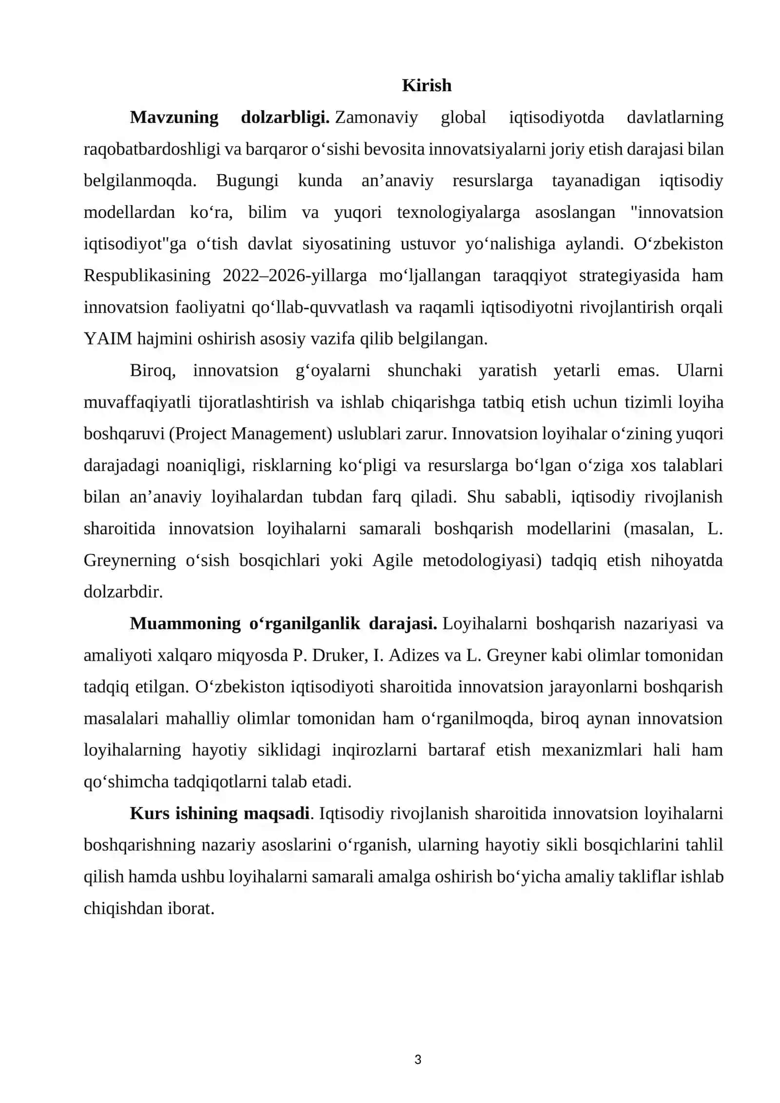 Iqtisodiy Rivojlanish sharoitida Innovatsion Loyihalarni Boshqarish 3