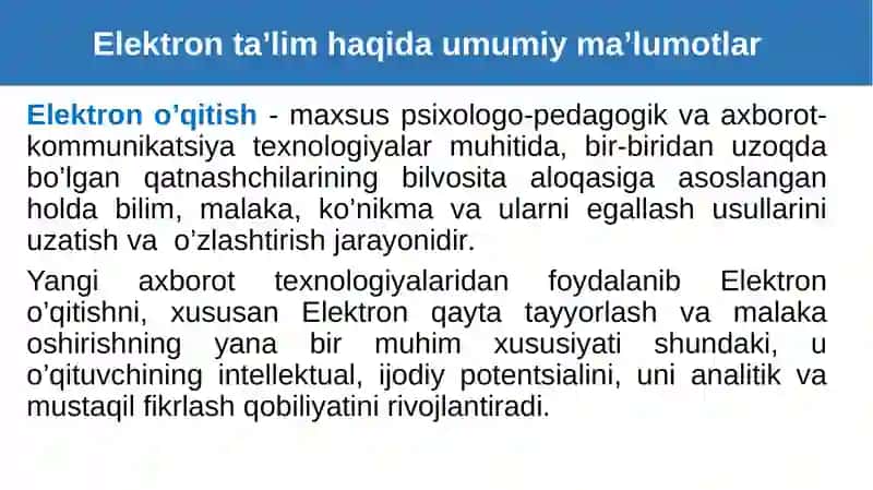 Elektron ta’lim platformalarini rivojlantirish 3
