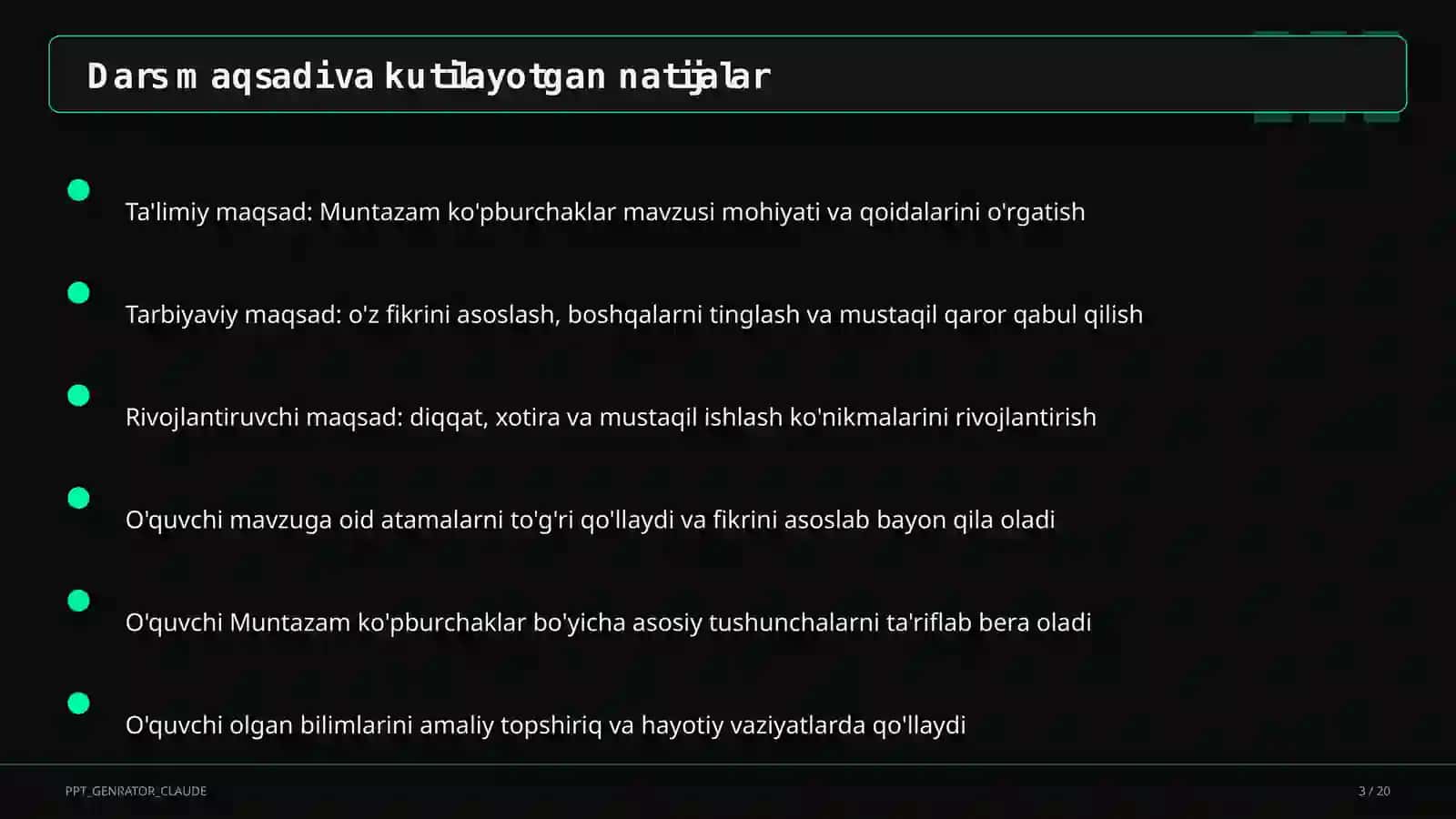 Muntazam ko'pburchaklar (9-sinf) 3