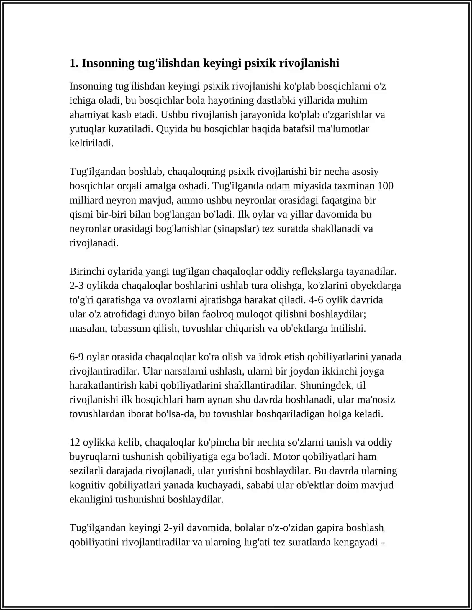 ONTOGENEZNING ILK BOSQICHLARIDA INSONNING PSIXIK O’ZGARISHLARIGA XOS XUSUSIYATLAR 3