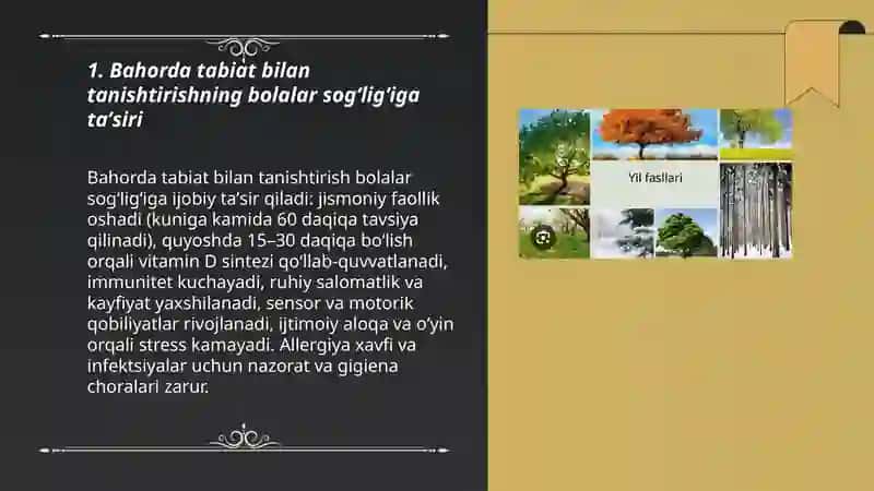Jildin harqiyli mawsimlerinde tabiyat penen tanistiriwdin ahmiyeti 3