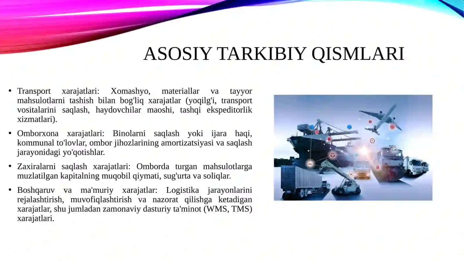 Logistika xarajatlarini shakllantirish va ularni boshqarishning zamonaviy usullari 3