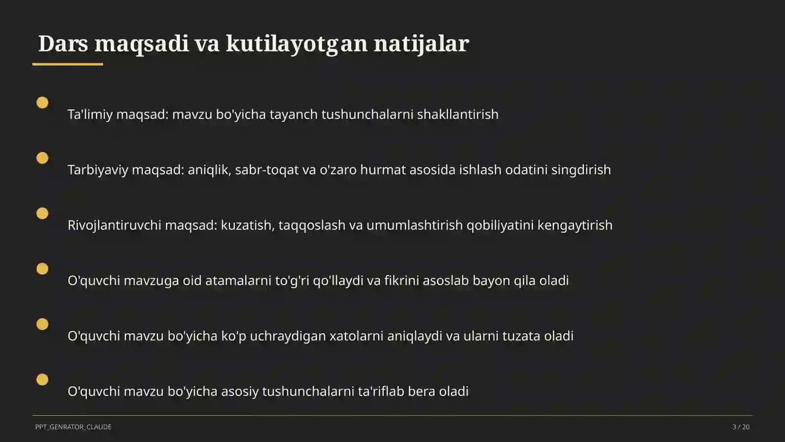 Dars rejasi 3