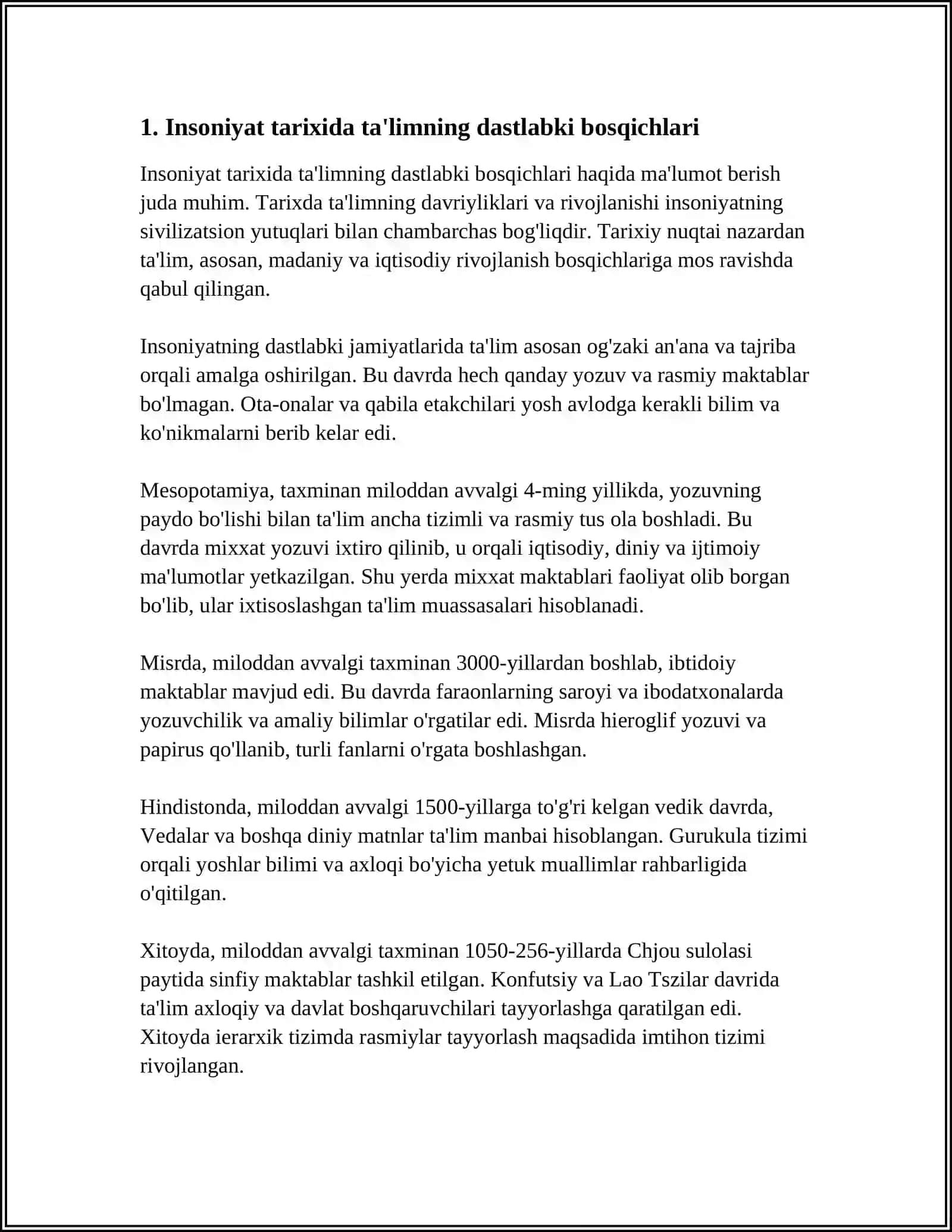 Insoniyat Tarixida Ta'limning Rivojlanish Bosqichlari 3