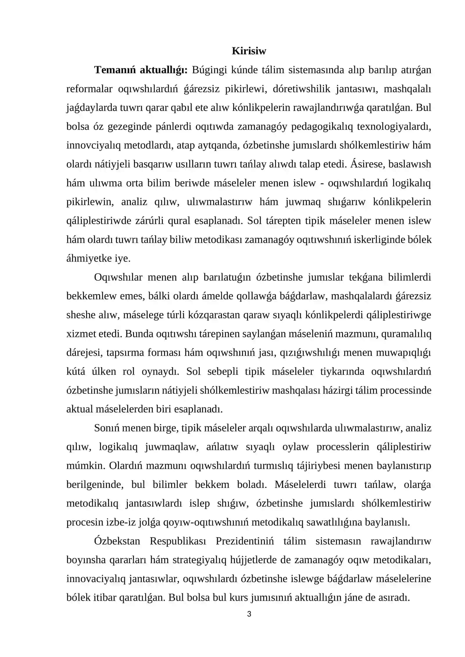 Tipik máseleler menen islew metodikası 3
