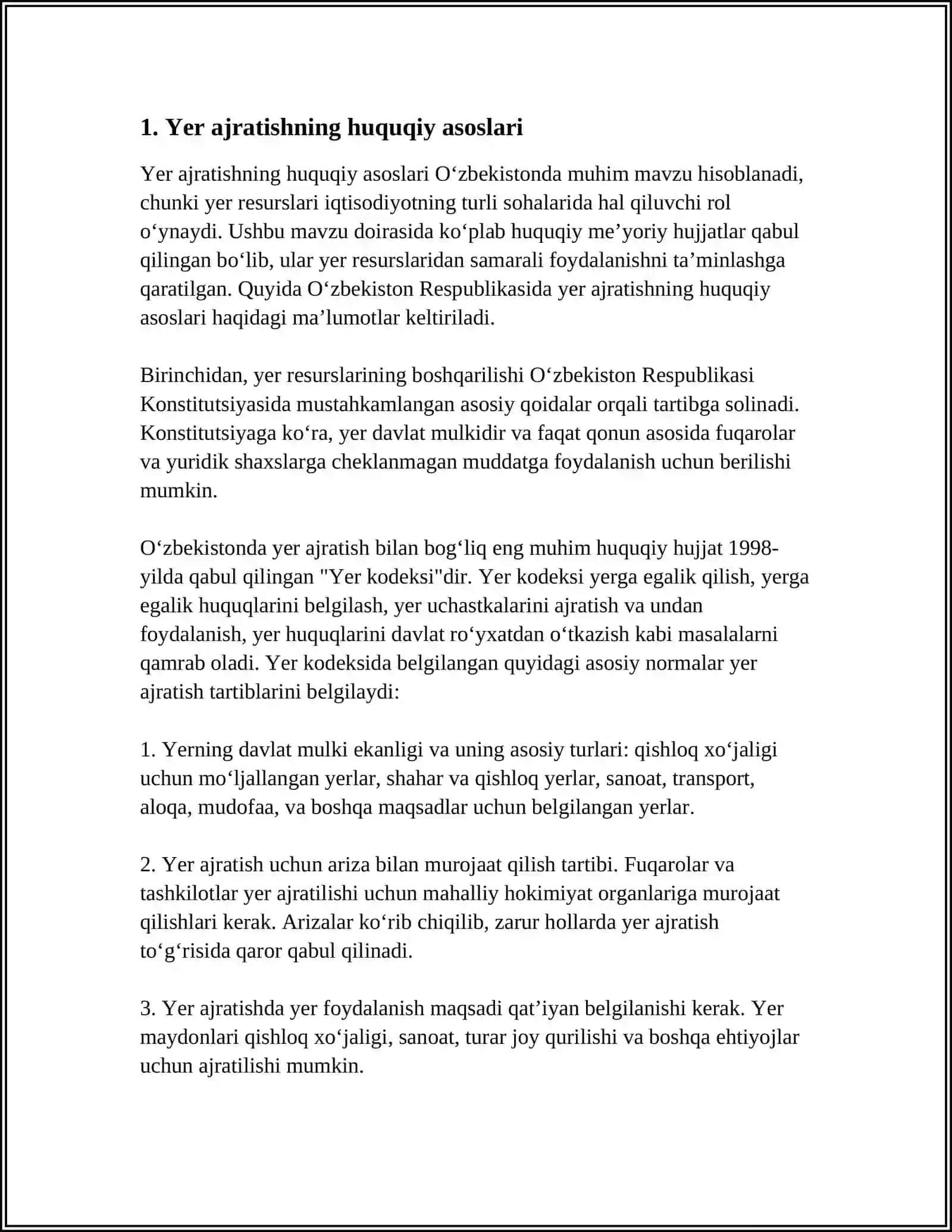 NOQISHLOQ XO’JALIK MAQSADLARIDA YER AJRATISH LOYIHASINI RASMIYLASHTIRISH SHAKILLARI 3