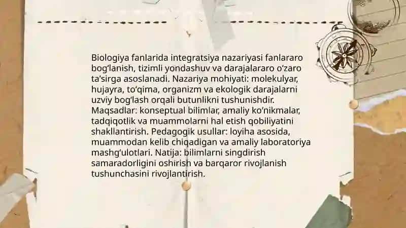 Biologiya fanlaridagi integratsion jarayonlar va uning taʼlimdagi ahamiyati 3