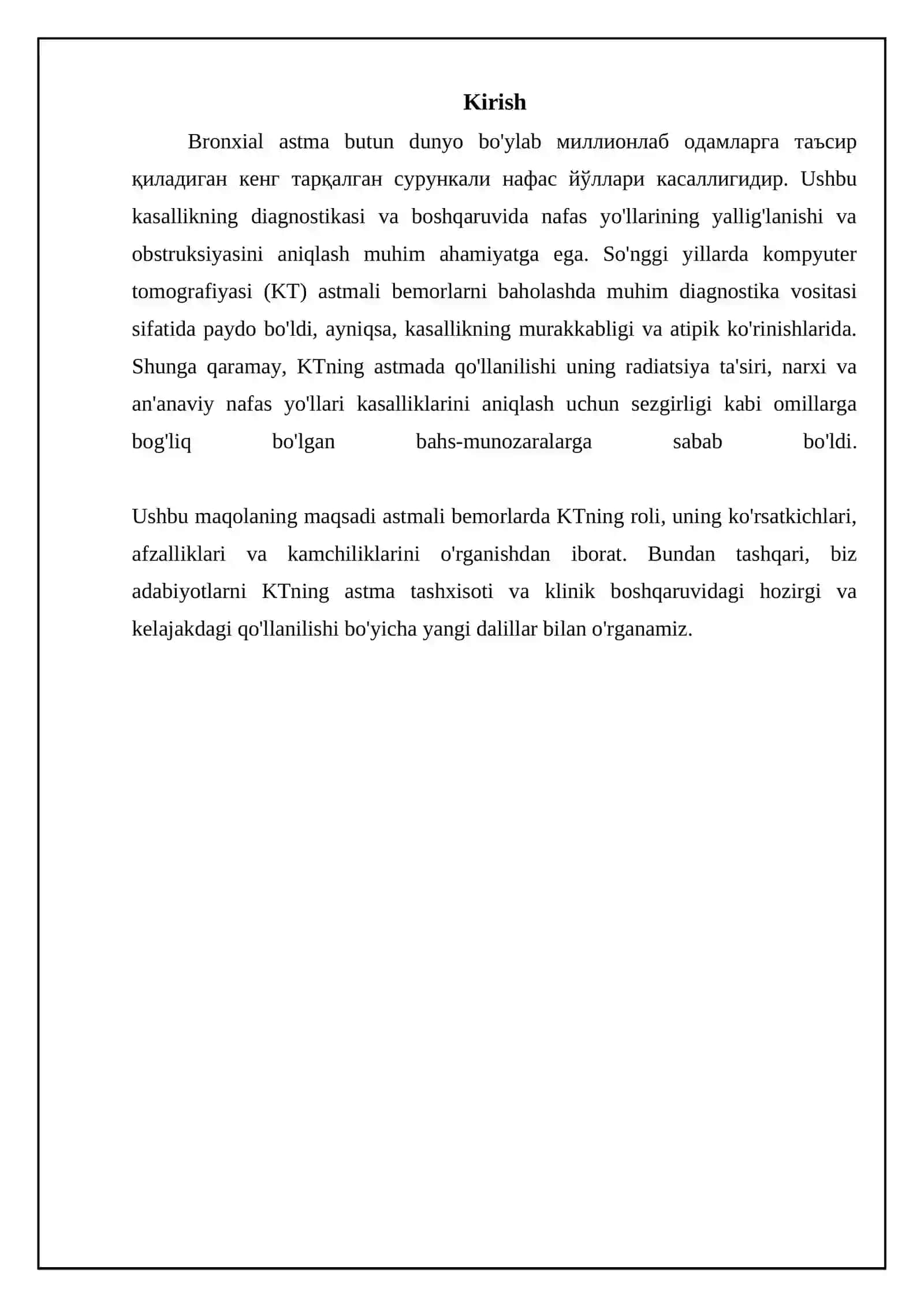 Astmada KTning ahamiyati 3