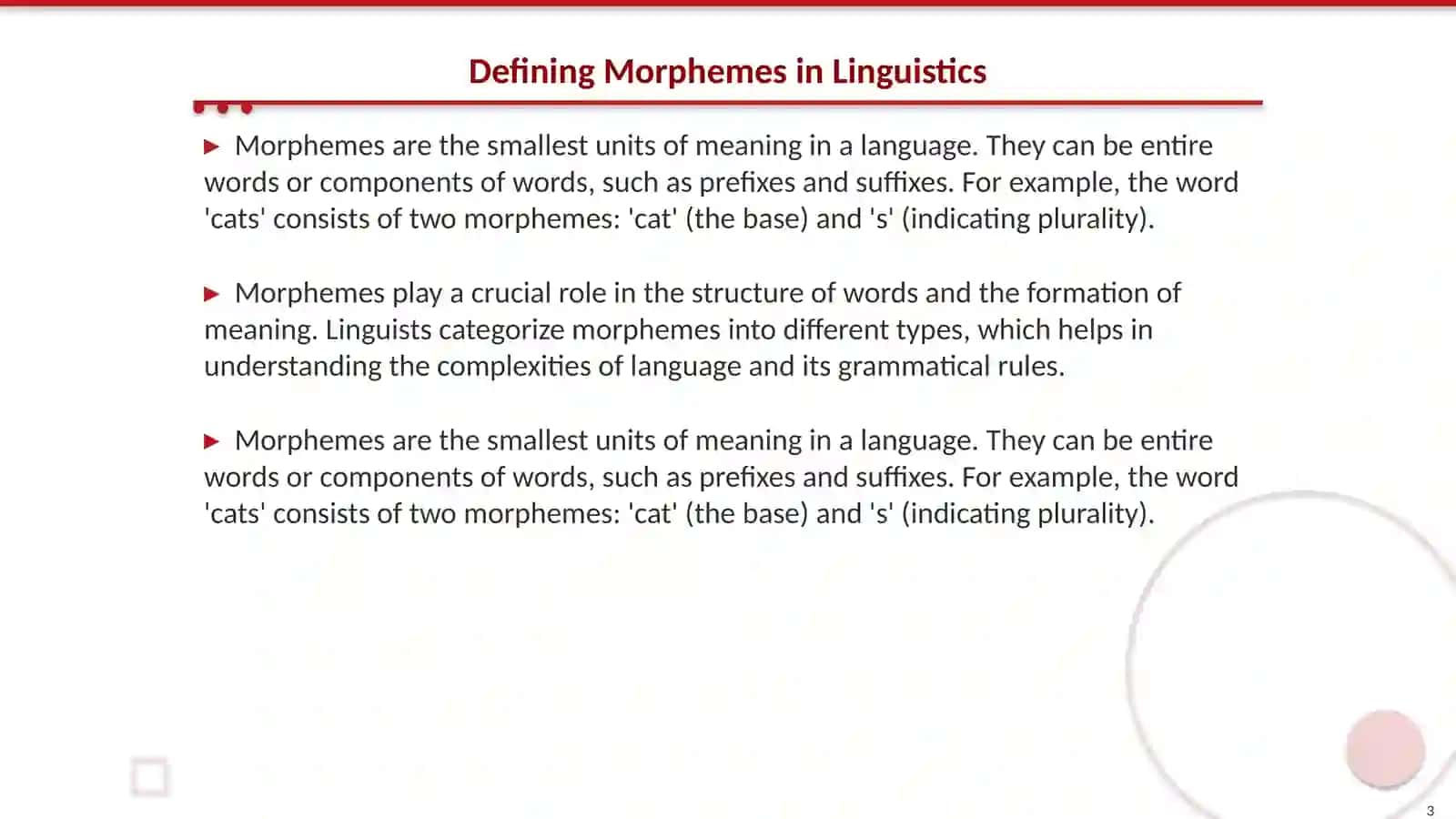 Morphemes and allomorphs 3