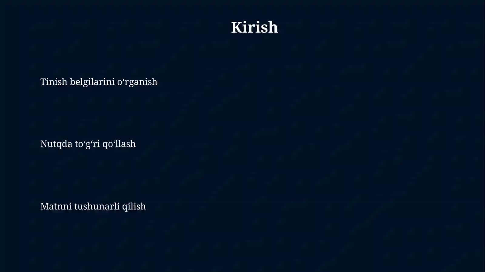 Tinish belgilari 3
