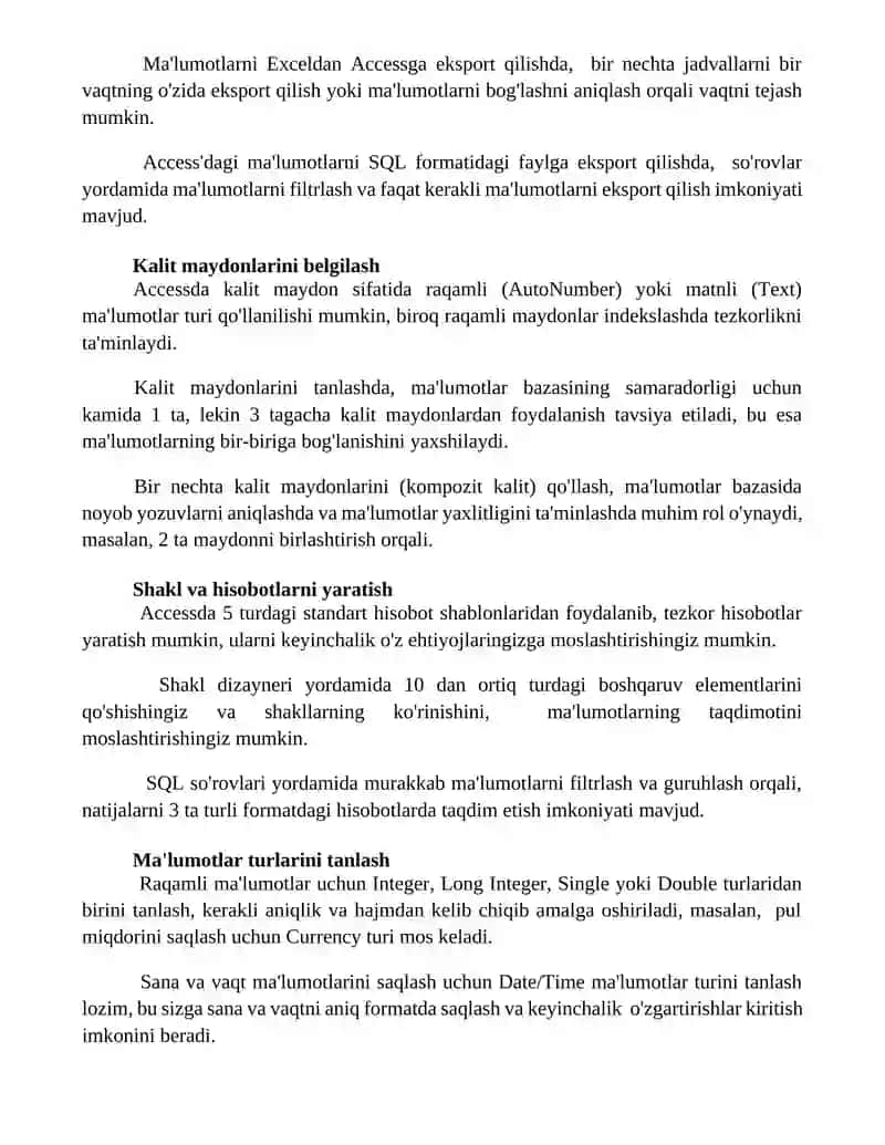 Microsoft Access dasturida mahlumotlar bazasiniyaratish 3