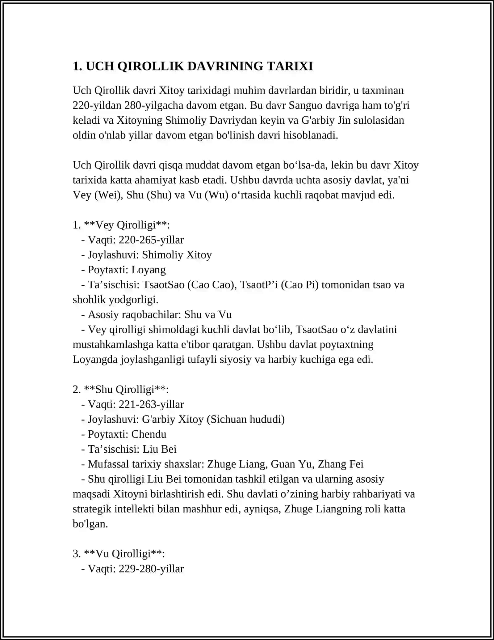 UCH QIROLLIK (SAMGUK) DAVRI 3