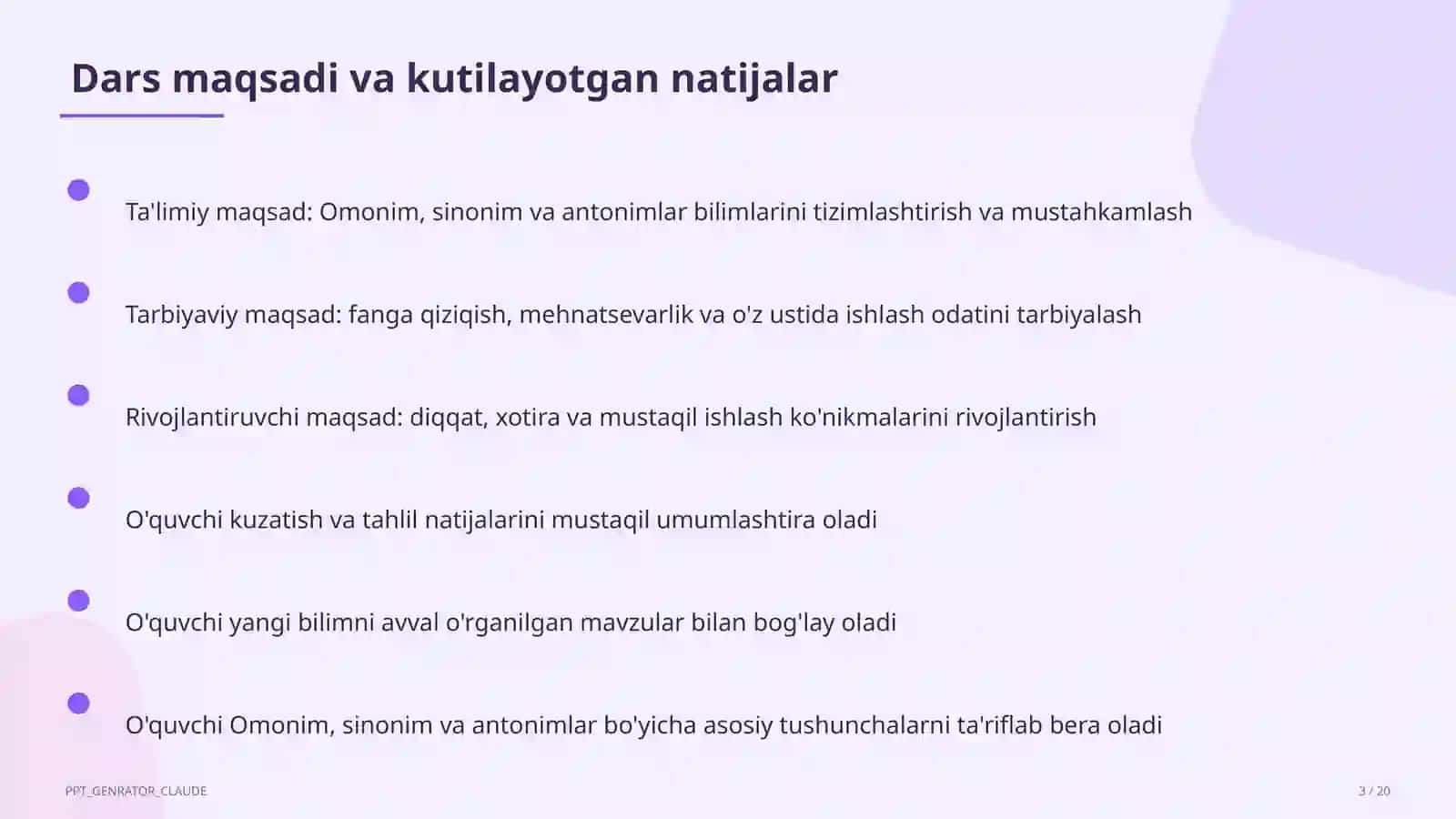 Omonim, sinonim va antonimlar (5-sinf) 3