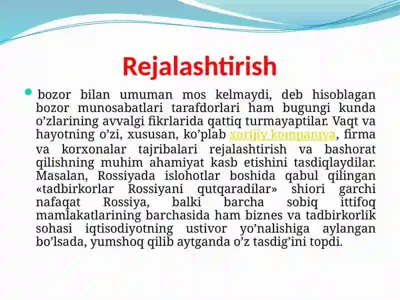 Biznesda rejalashtirish ahamiyati va biznes faoliyati innovatsiyasi 3