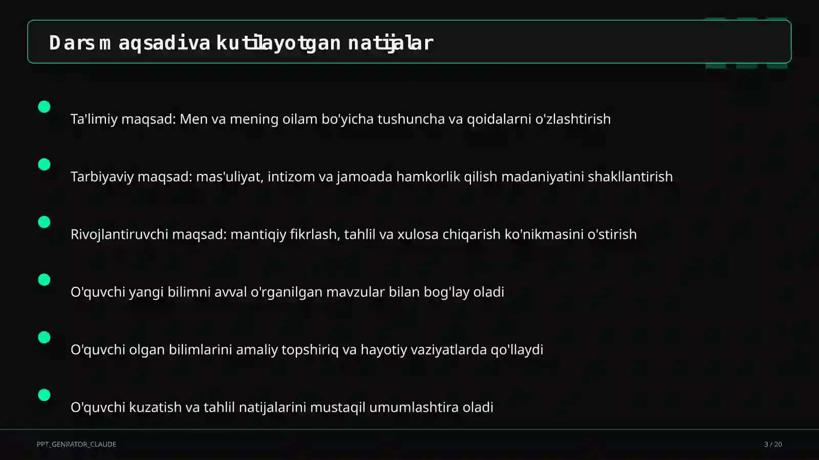 Men va mening oilam (1-sinf) Tarbiya fani (1–11) 3