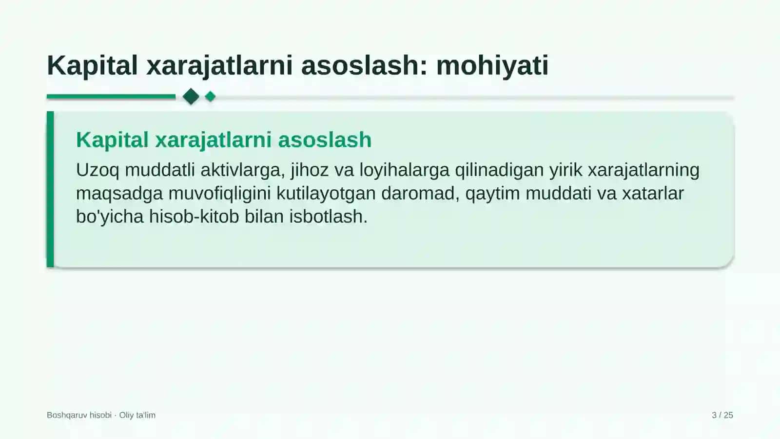 Bolalar turizmida kapital xarajatlarni asoslash 3