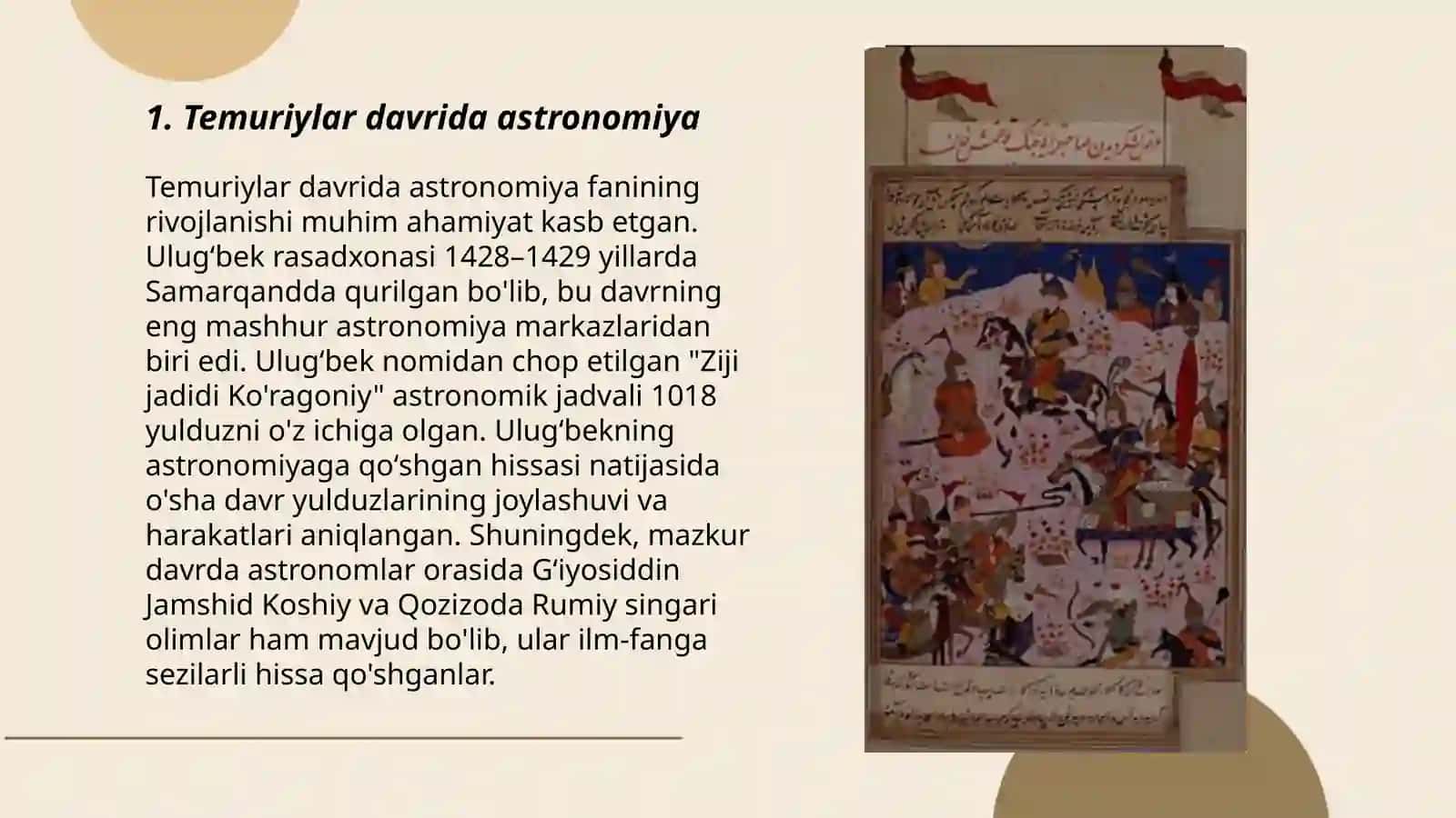 Temuriylar hukmronligi davrida ilm-fan va madaniyat taraqqiyoti 3