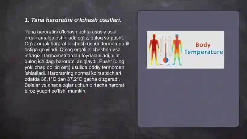 Tana xaroratini o'lchash. Isitmalauotgan bemorlarni parvarish qilish usullari 3
