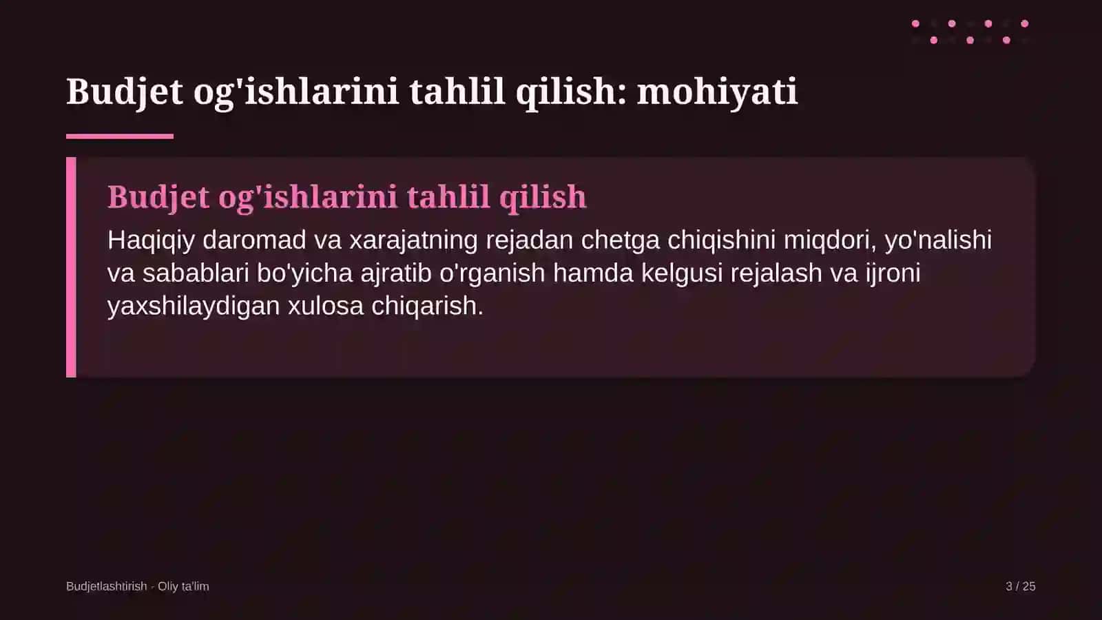 Kanselyariya do'konlarida budjet og'ishlarini tahlil qilish 3